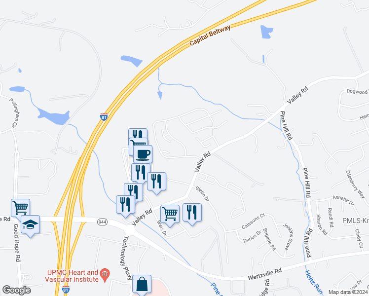 map of restaurants, bars, coffee shops, grocery stores, and more near 4205 Wild Orchid Lane in Enola