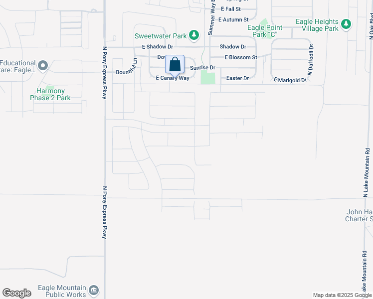 map of restaurants, bars, coffee shops, grocery stores, and more near 1858 East Badger Avenue in Eagle Mountain