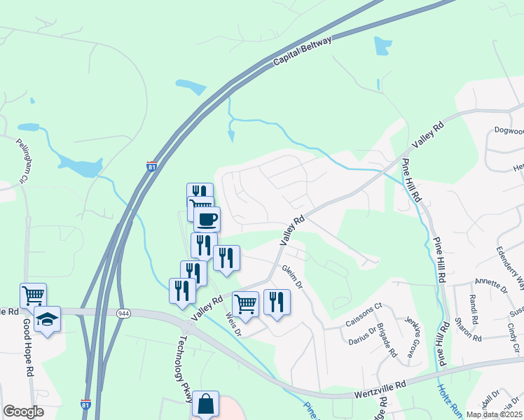 map of restaurants, bars, coffee shops, grocery stores, and more near 4170 Wild Orchid Lane in Enola