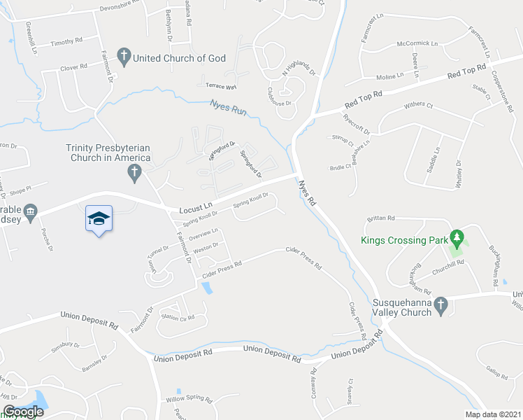 map of restaurants, bars, coffee shops, grocery stores, and more near 6223 Spring Knoll Drive in Harrisburg