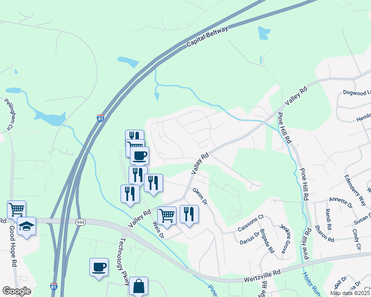 map of restaurants, bars, coffee shops, grocery stores, and more near 4175 Wild Orchid Lane in Enola