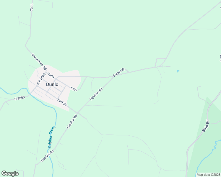 map of restaurants, bars, coffee shops, grocery stores, and more near 207 Pipeline Road in Dunlo