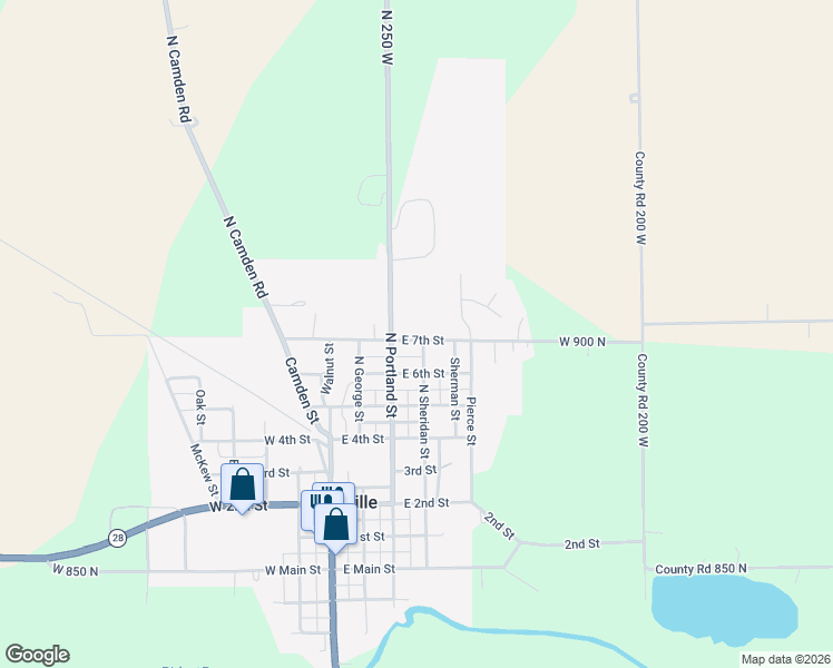 map of restaurants, bars, coffee shops, grocery stores, and more near 313 East 7th Street in Ridgeville
