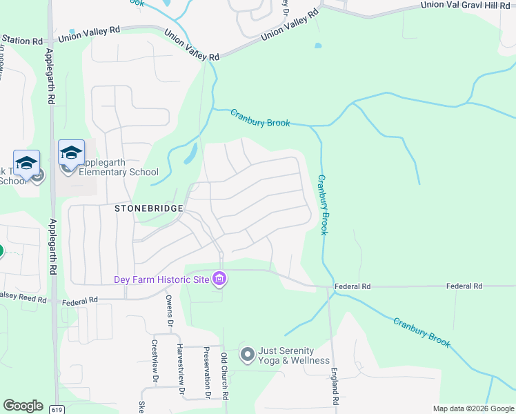 map of restaurants, bars, coffee shops, grocery stores, and more near 30 Ravenslake Road in Monroe Township