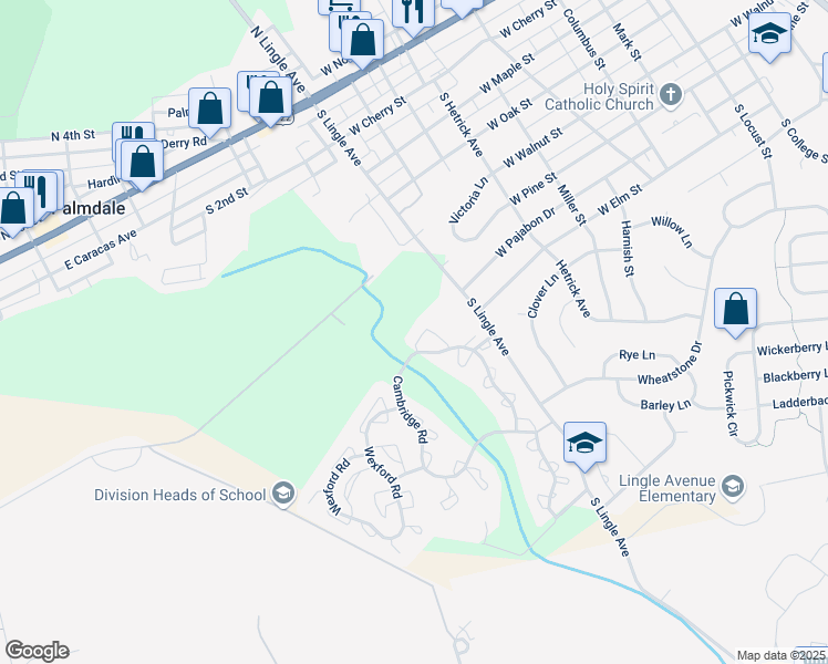 map of restaurants, bars, coffee shops, grocery stores, and more near 718 Cambridge Ct in Palmyra