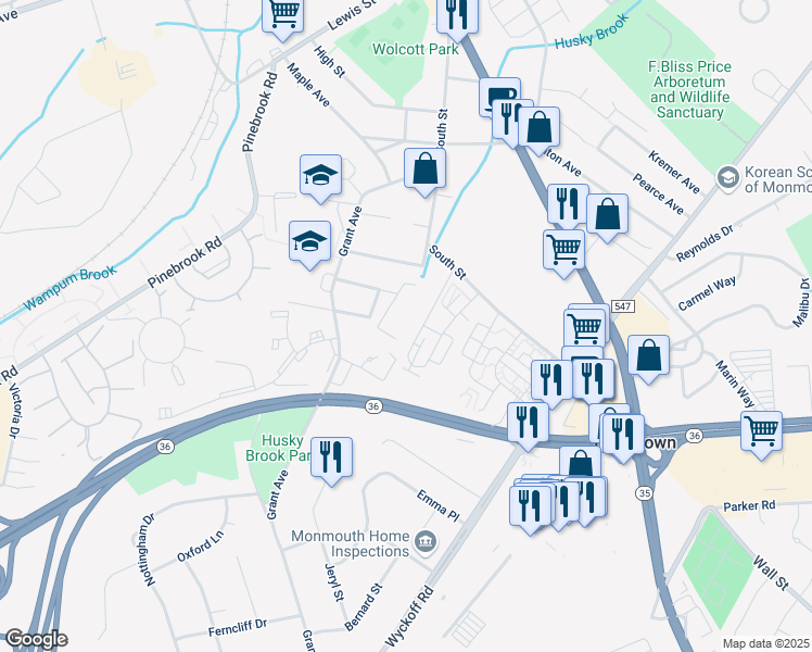 map of restaurants, bars, coffee shops, grocery stores, and more near 95 Victor Avenue in Eatontown