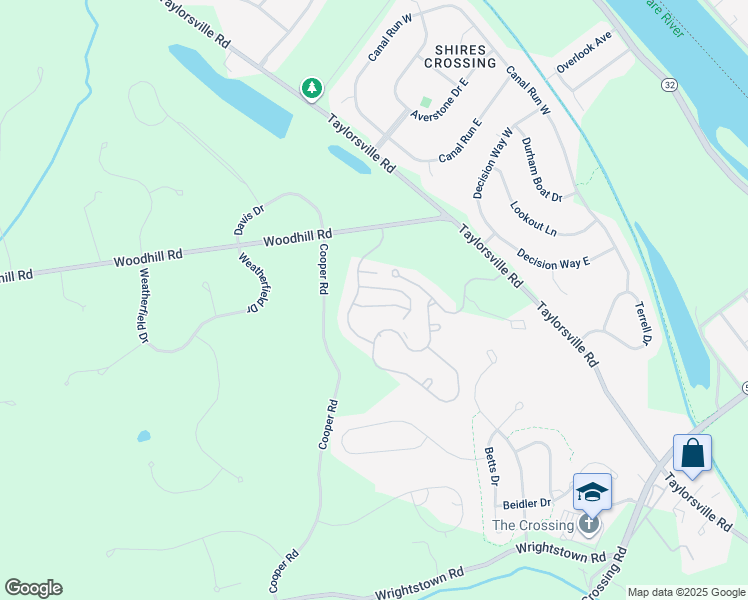 map of restaurants, bars, coffee shops, grocery stores, and more near 15 Tankard Lane in Washington Crossing