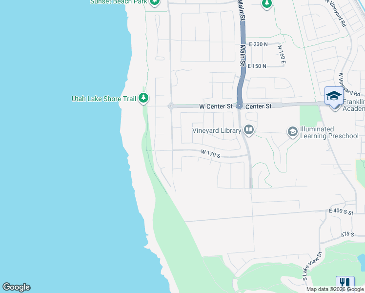 map of restaurants, bars, coffee shops, grocery stores, and more near 314 West 170 North in Orem