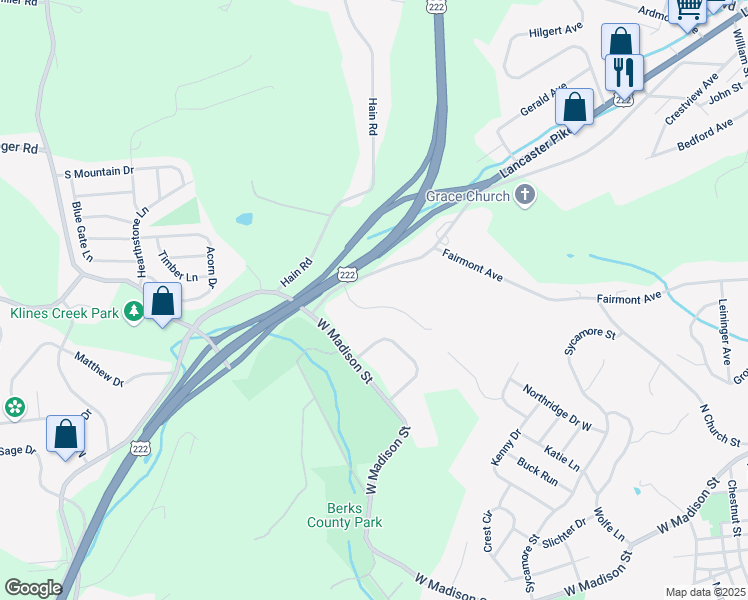 map of restaurants, bars, coffee shops, grocery stores, and more near 7 Joseph's Way in Birdsboro
