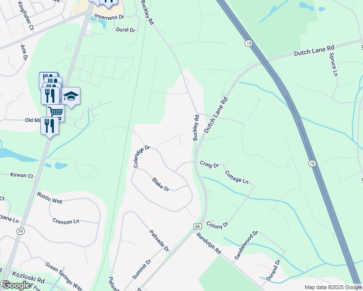 map of restaurants, bars, coffee shops, grocery stores, and more near 1 Milton Court in Marlboro