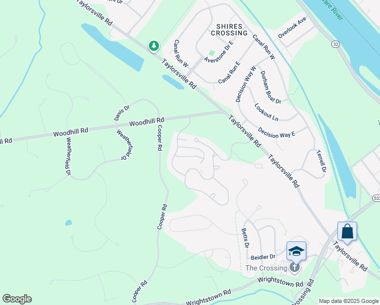 map of restaurants, bars, coffee shops, grocery stores, and more near 19 Commanders Drive in Washington Crossing