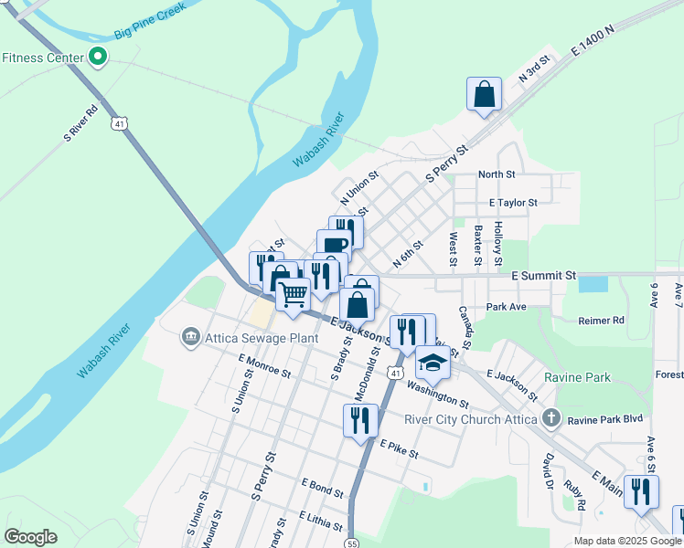 map of restaurants, bars, coffee shops, grocery stores, and more near in Attica