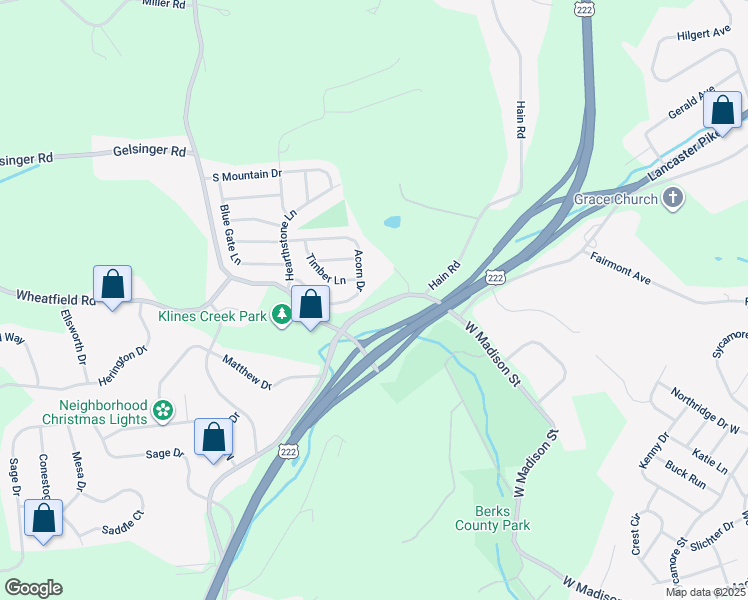 map of restaurants, bars, coffee shops, grocery stores, and more near 943 Old Lancaster Pike in Sinking Spring