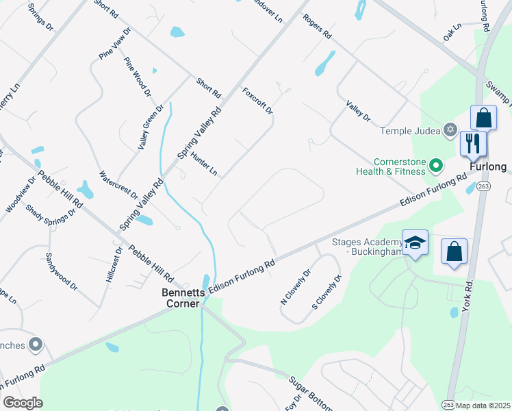 map of restaurants, bars, coffee shops, grocery stores, and more near 184 Saddle Drive in Furlong