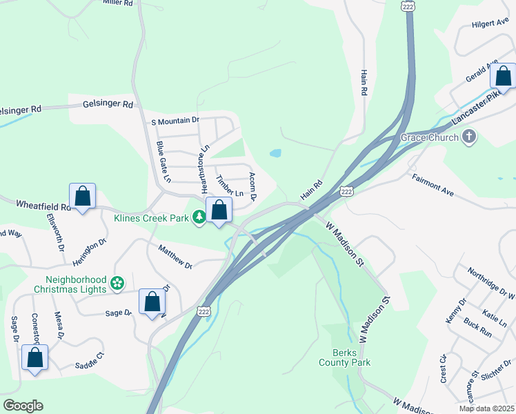 map of restaurants, bars, coffee shops, grocery stores, and more near 1732 Acorn Drive in Sinking Spring