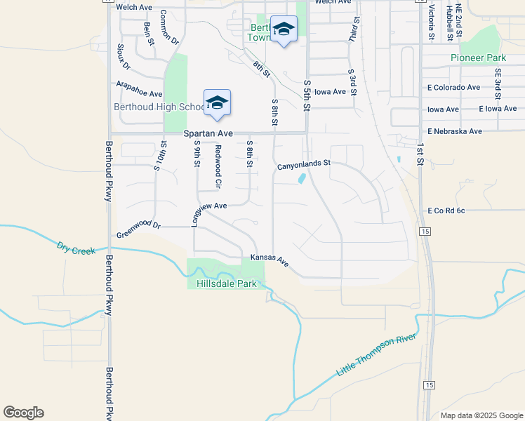 map of restaurants, bars, coffee shops, grocery stores, and more near 717 Sage Place in Berthoud