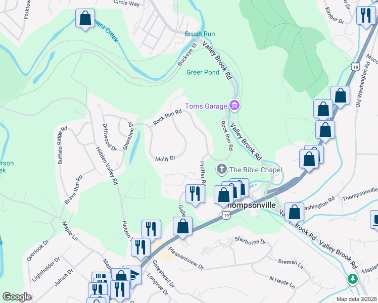 map of restaurants, bars, coffee shops, grocery stores, and more near 237 Molly Drive in Canonsburg