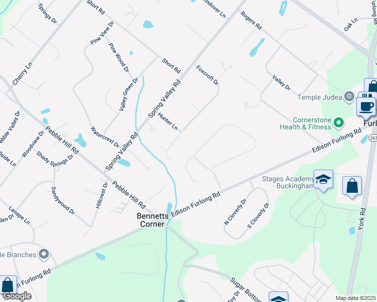 map of restaurants, bars, coffee shops, grocery stores, and more near 199 Saddle Drive in Furlong