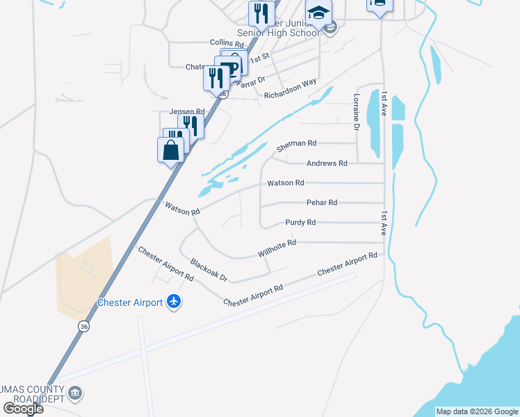 map of restaurants, bars, coffee shops, grocery stores, and more near 450 Purdy Road in Chester