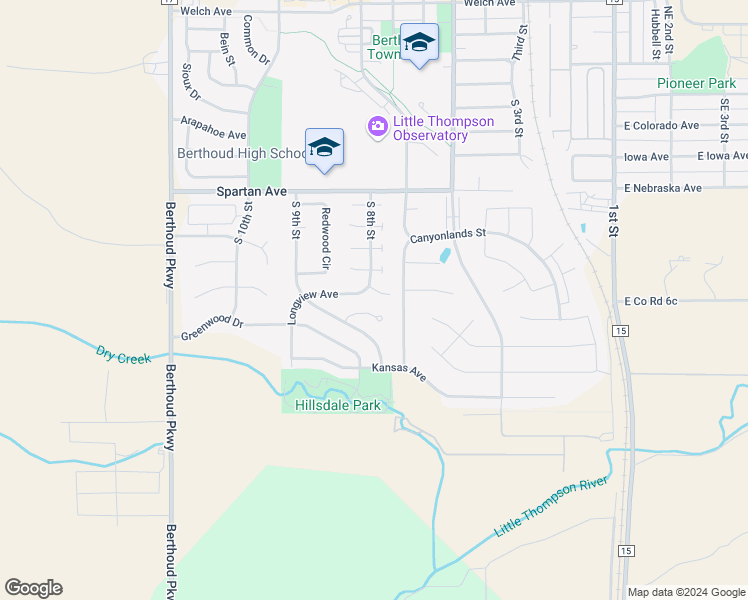 map of restaurants, bars, coffee shops, grocery stores, and more near 729 Sage Place in Berthoud