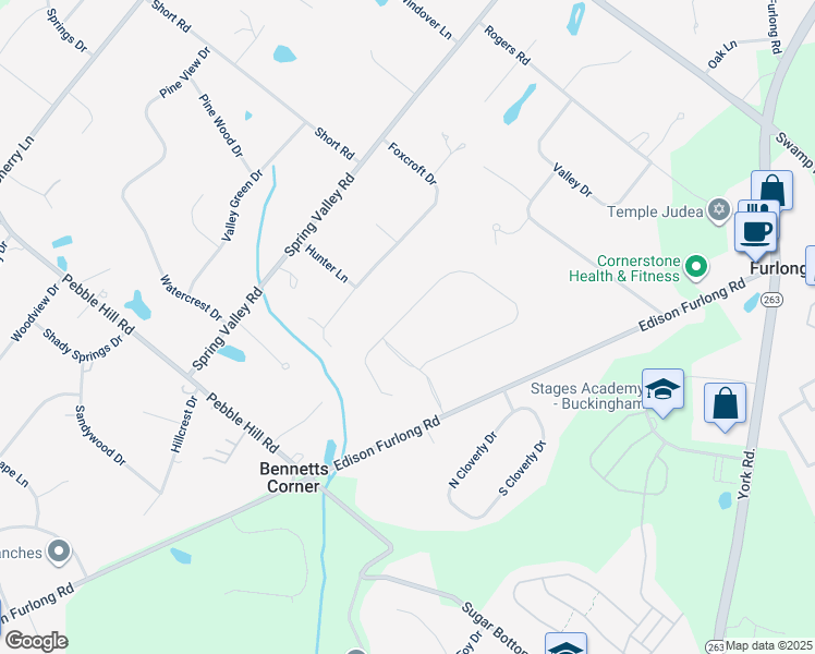 map of restaurants, bars, coffee shops, grocery stores, and more near 184 Saddle Drive in Furlong