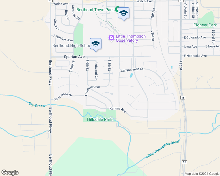 map of restaurants, bars, coffee shops, grocery stores, and more near 729 Sage Place in Berthoud