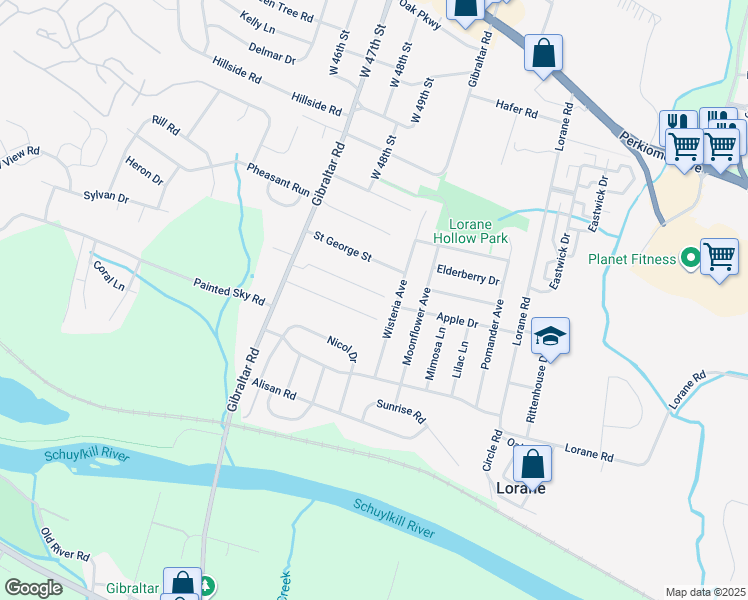 map of restaurants, bars, coffee shops, grocery stores, and more near 4758 Killian Avenue in Reading