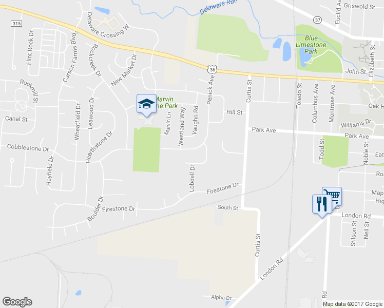 map of restaurants, bars, coffee shops, grocery stores, and more near 209 Penick Avenue in Delaware