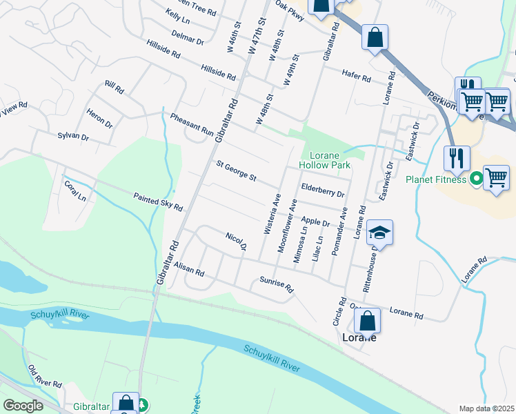 map of restaurants, bars, coffee shops, grocery stores, and more near 4758 Killian Avenue in Reading
