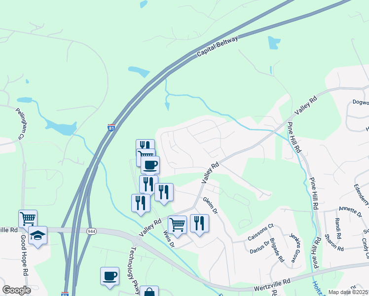 map of restaurants, bars, coffee shops, grocery stores, and more near 4325 Wild Orchid Lane in Enola