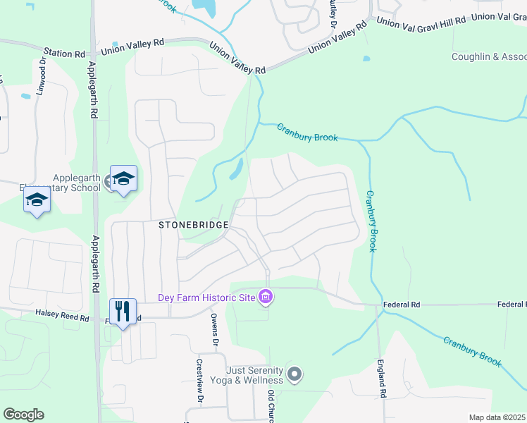 map of restaurants, bars, coffee shops, grocery stores, and more near 15 Mandrake Road in Monroe Township