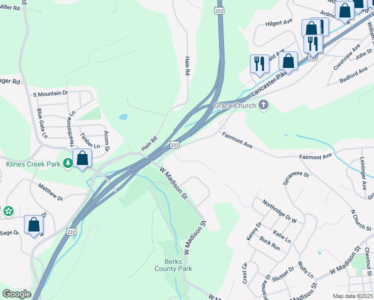 map of restaurants, bars, coffee shops, grocery stores, and more near 7 Joseph's Way in Birdsboro