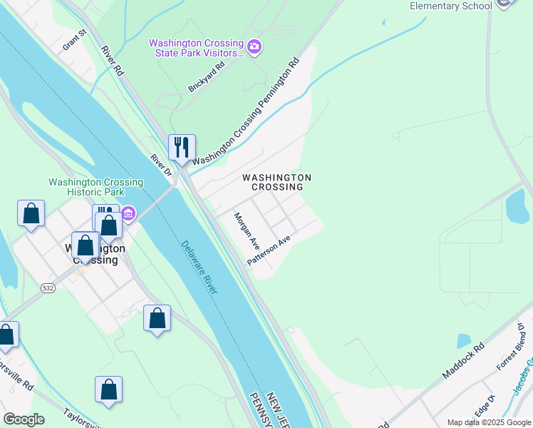 map of restaurants, bars, coffee shops, grocery stores, and more near 6 Washington Street in Hopewell Township