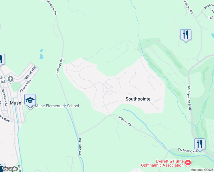 map of restaurants, bars, coffee shops, grocery stores, and more near 4054 Overview Drive in Canonsburg