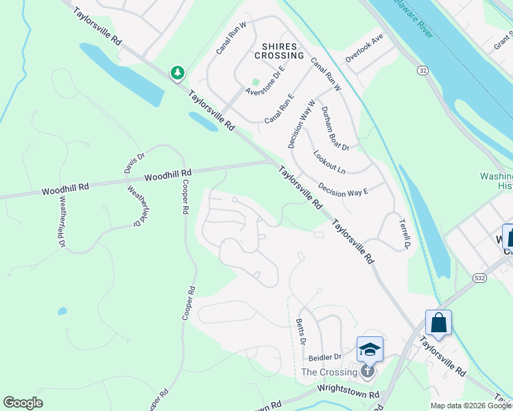 map of restaurants, bars, coffee shops, grocery stores, and more near 30 Heritage Hills Drive in Washington Crossing