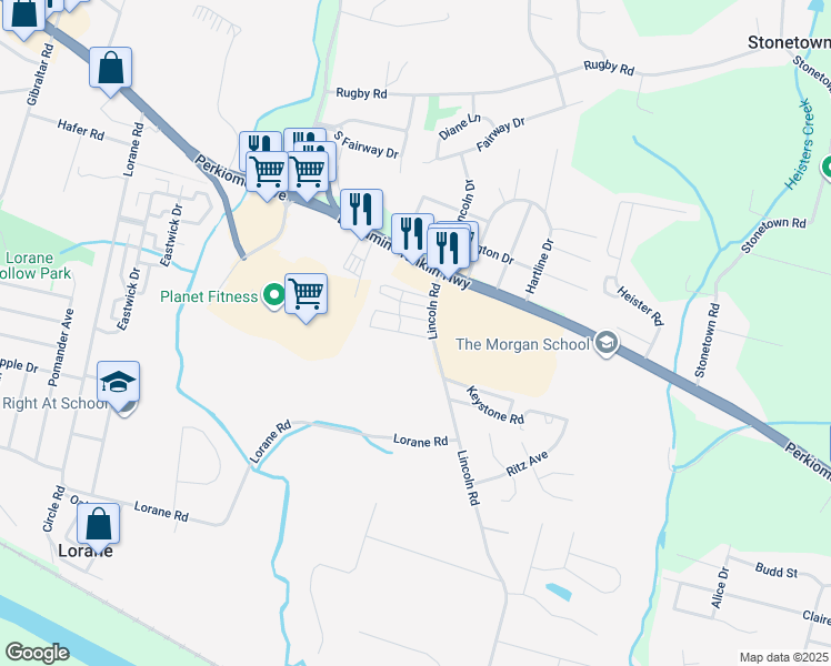 map of restaurants, bars, coffee shops, grocery stores, and more near 313 Bordic Road in Reading
