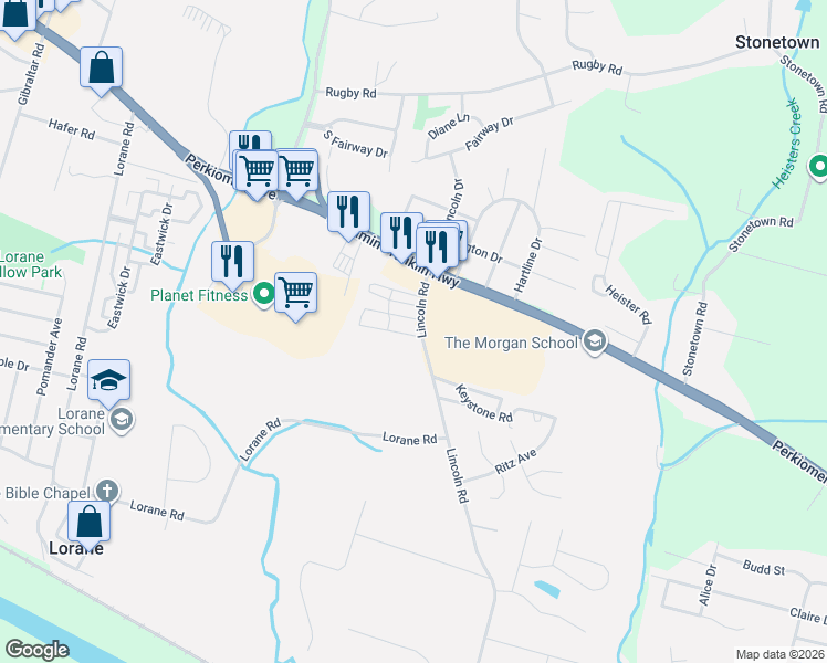 map of restaurants, bars, coffee shops, grocery stores, and more near 3 Bordic Road in Reading