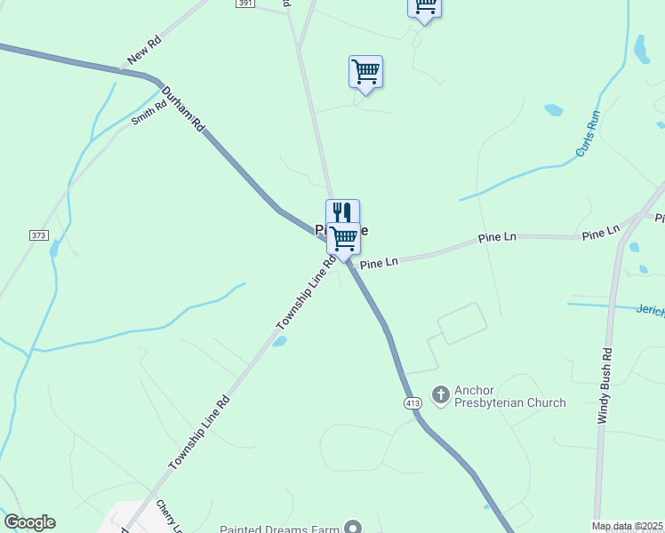 map of restaurants, bars, coffee shops, grocery stores, and more near 1097 Township Line Road in Newtown