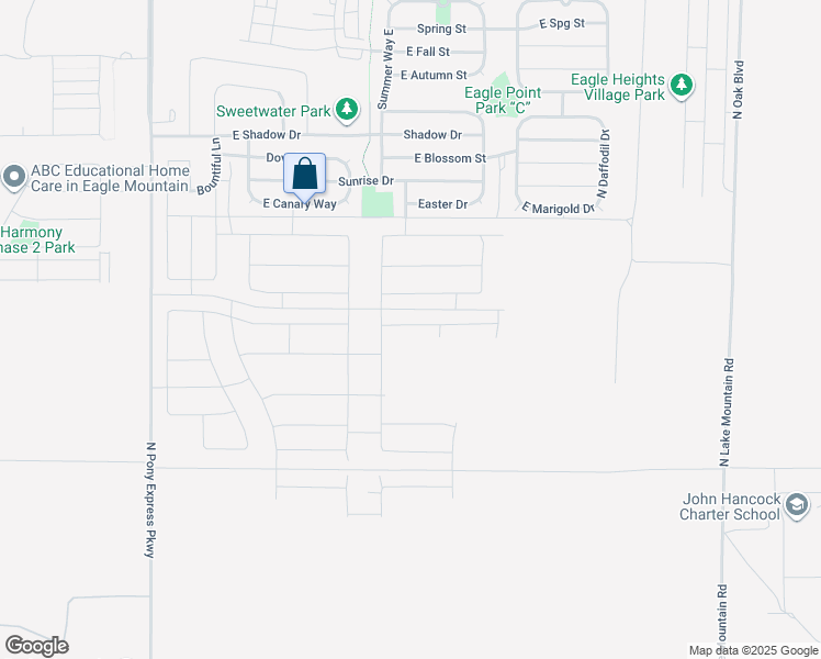 map of restaurants, bars, coffee shops, grocery stores, and more near 2024 E Porcupine Drive in Eagle Mountain