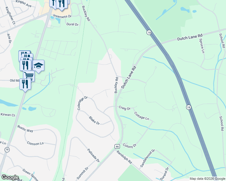 map of restaurants, bars, coffee shops, grocery stores, and more near 11 Austen Court in Marlboro Township