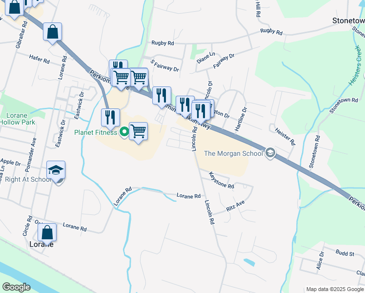 map of restaurants, bars, coffee shops, grocery stores, and more near 313 Bordic Road in Reading