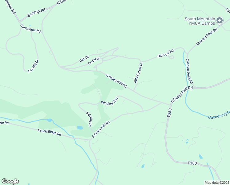 map of restaurants, bars, coffee shops, grocery stores, and more near 215 Winding Way in Wernersville