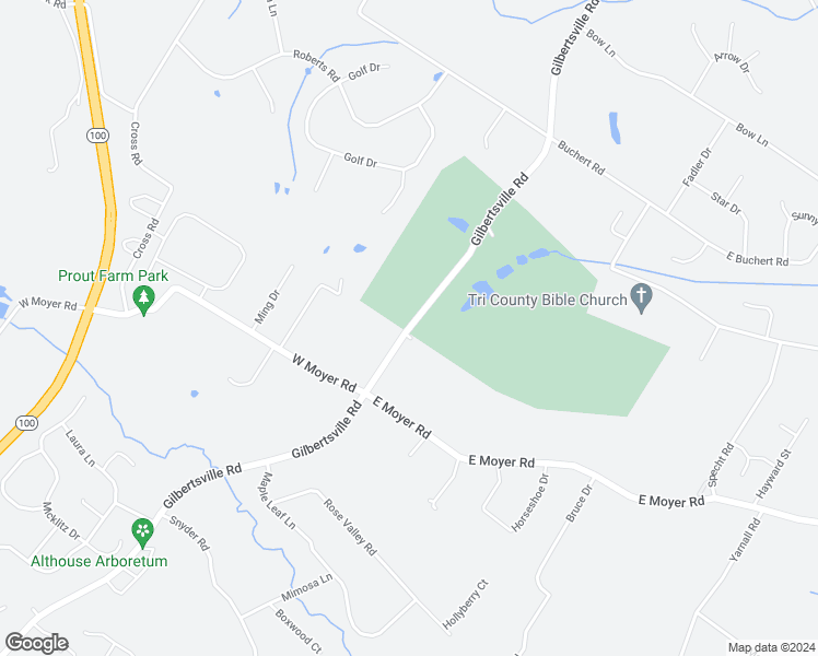 map of restaurants, bars, coffee shops, grocery stores, and more near 725 Gilbertsville Road in Gilbertsville