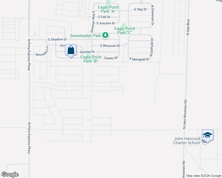 map of restaurants, bars, coffee shops, grocery stores, and more near Flower Drive in Eagle Mountain