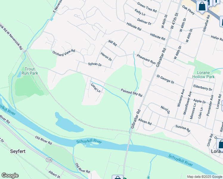 map of restaurants, bars, coffee shops, grocery stores, and more near 4586 Painted Sky Road in Reading