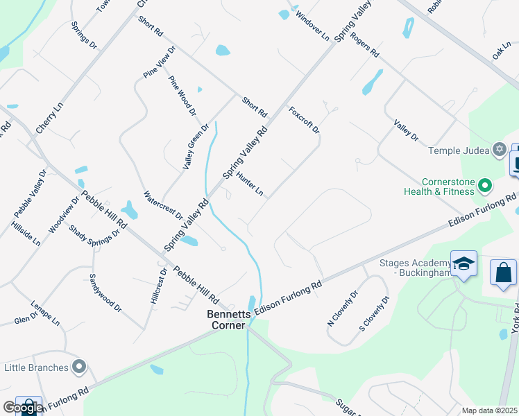 map of restaurants, bars, coffee shops, grocery stores, and more near 112 Foxcroft Drive in Furlong