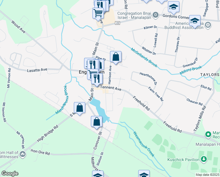 map of restaurants, bars, coffee shops, grocery stores, and more near 17 Tennent Avenue in Englishtown