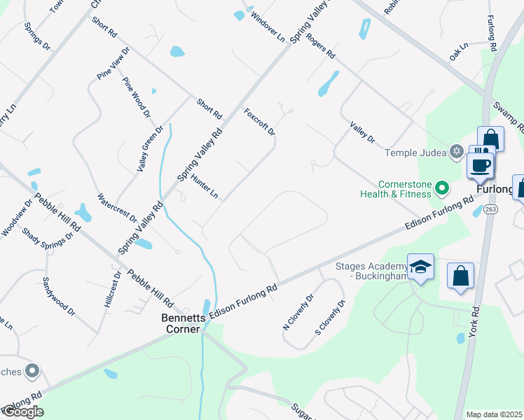 map of restaurants, bars, coffee shops, grocery stores, and more near 159 Saddle Drive in Furlong