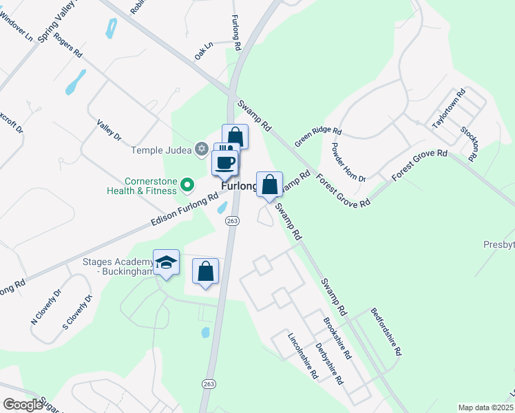 map of restaurants, bars, coffee shops, grocery stores, and more near 2364 Oxfordshire Road in Furlong