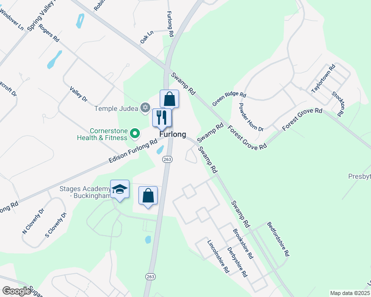 map of restaurants, bars, coffee shops, grocery stores, and more near 2364 Oxfordshire Road in Furlong